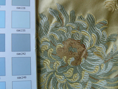 100% Silk Lampas Realistic Stemmed Chrysanthemums “Spa” Gold