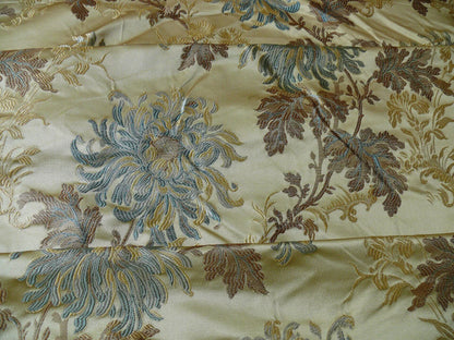 100% Silk Lampas Realistic Stemmed Chrysanthemums “Spa” Gold