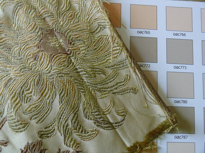 100% Silk Lampas Realistic Stemmed Chrysanthemums “Spa” Gold