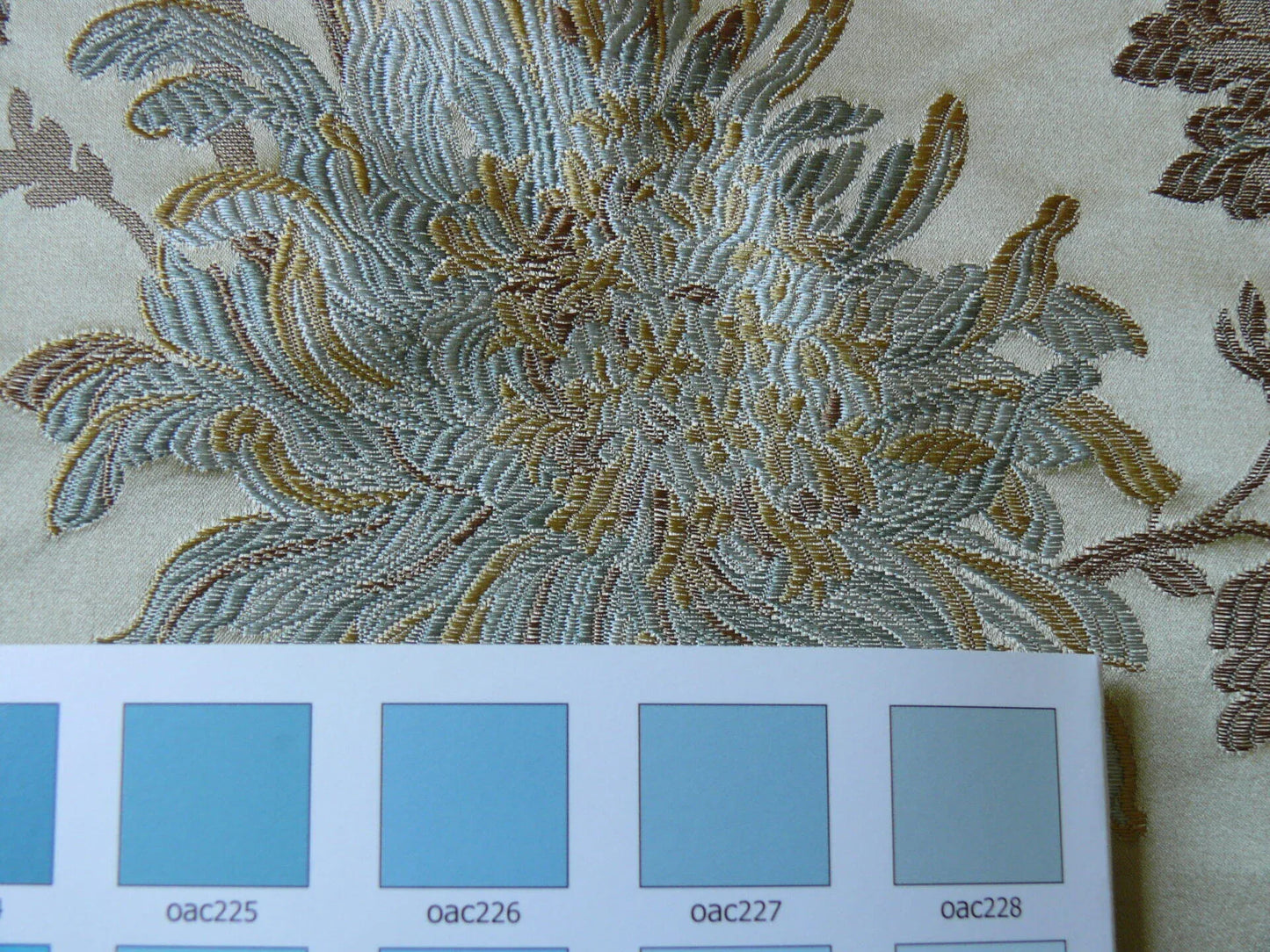 100% Silk Lampas Realistic Stemmed Chrysanthemums “Spa” Gold