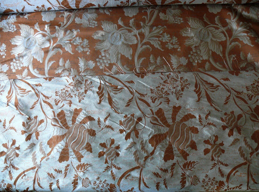 By Yd 100%silk Lampas Mythical Huge Tree Of Life Chestnut Brown Gold Silver MSRP USD 200+/Y 507 Chestnut