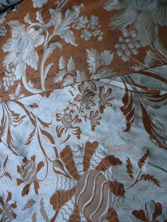By Yd 100%silk Lampas Mythical Huge Tree Of Life Chestnut Brown Gold Silver MSRP USD 200+/Y 507 Chestnut