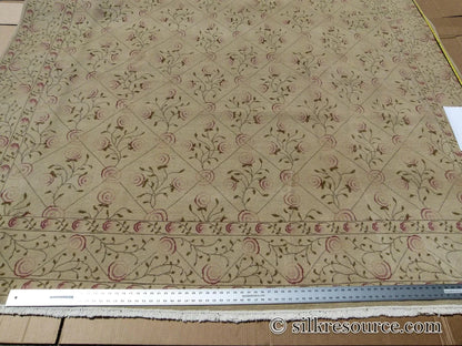 Stark EVERMAN TAN Silk Wool Hand Knotted Rug Delicate Climing Rose Flower Pink Red 11'11"X9' MSRP USD 11,000