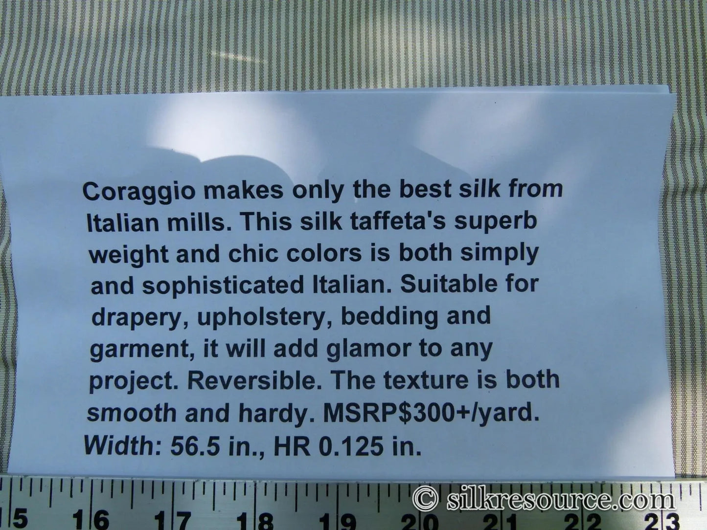 By Yard CORAGGIO Brown Espresso Cream Silk Taffeta Heavy Stripe Reversible MSRP USD 300+/Y