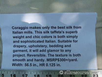 By Yard CORAGGIO Brown Espresso Cream Silk Taffeta Heavy Stripe Reversible MSRP USD 300+/Y