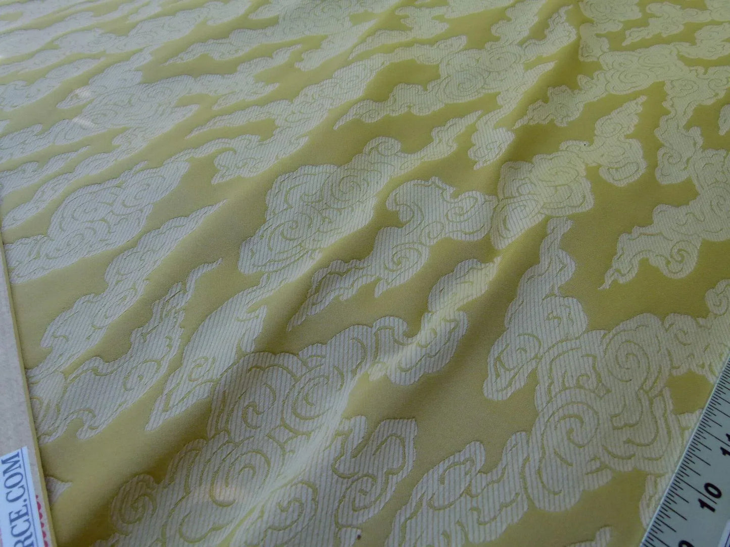 By Yd Gp & j Baker Clouds Gold Yellow Blend Chinoiserie Reversible Damask Cotton MSRP USD 148/y