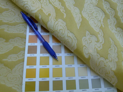 By Yd Gp & j Baker Clouds Gold Yellow Blend Chinoiserie Reversible Damask Cotton MSRP USD 148/y