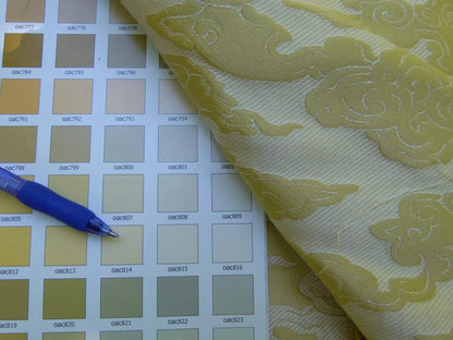 By Yd Gp & j Baker Clouds Gold Yellow Blend Chinoiserie Reversible Damask Cotton MSRP USD 148/y