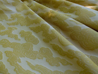 By Yd Gp & j Baker Clouds Gold Yellow Blend Chinoiserie Reversible Damask Cotton MSRP USD 148/y