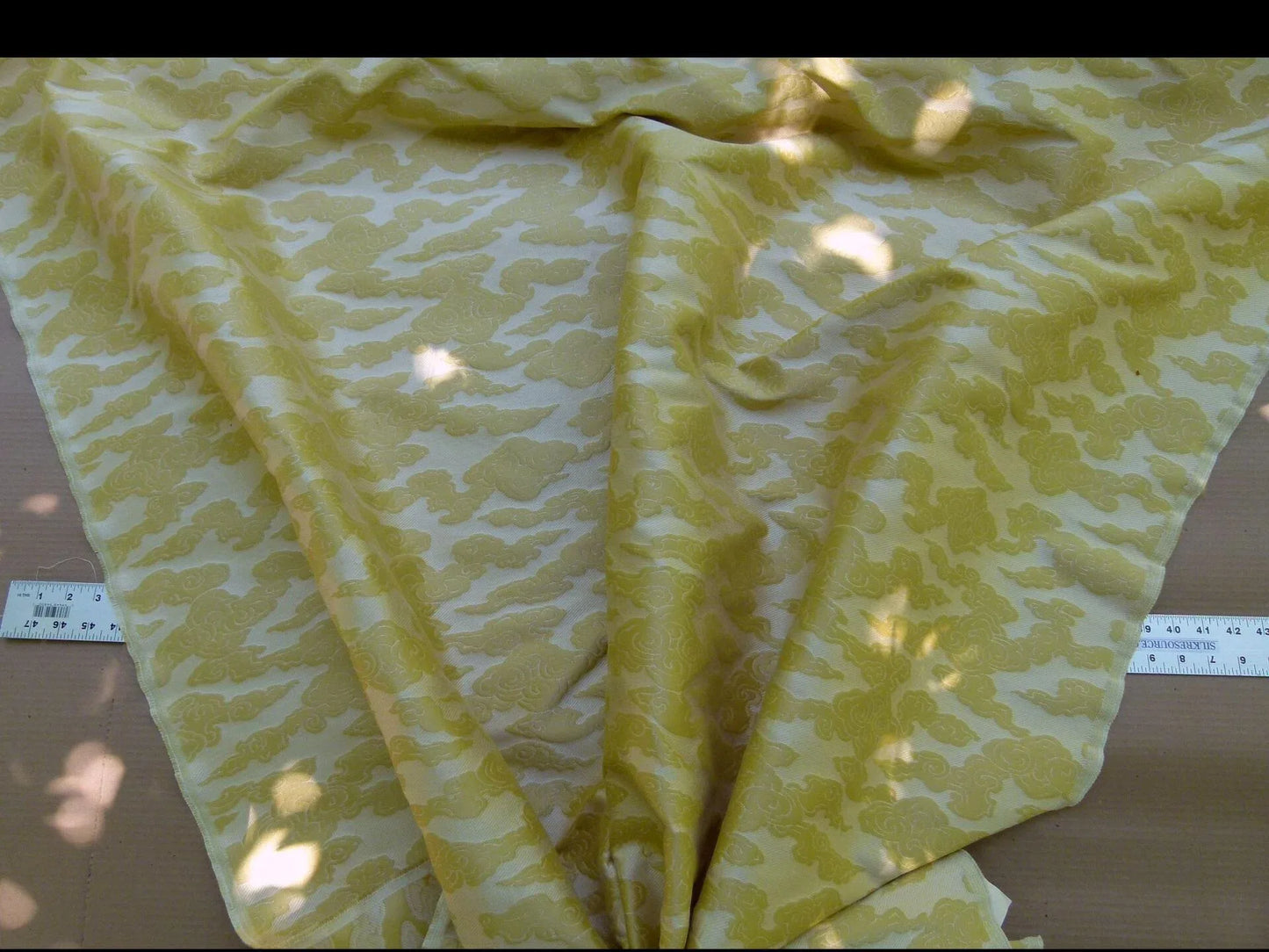 By Yd Gp & j Baker Clouds Gold Yellow Blend Chinoiserie Reversible Damask Cotton MSRP USD 148/y