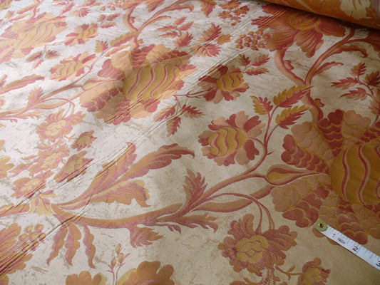 By Yd 100%silk Lampas Mythical Huge Tree Of Life Russet Orange Red Gold Beige MSRP USD 200+/Y 507 Russet