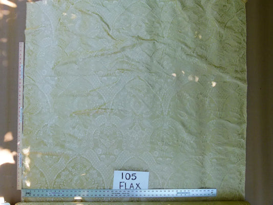 100% Silk Renaissance Damask Flax Pale Yellow