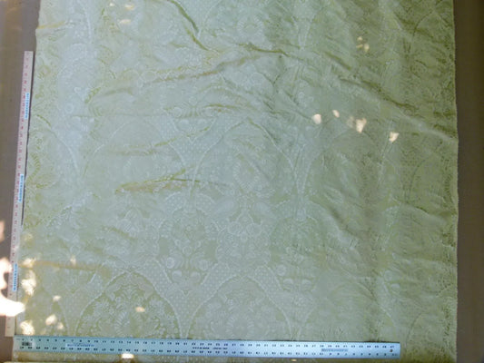 100% Silk Renaissance Damask Flax Pale Yellow