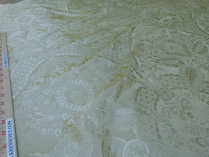100% Silk Renaissance Damask Flax Pale Yellow