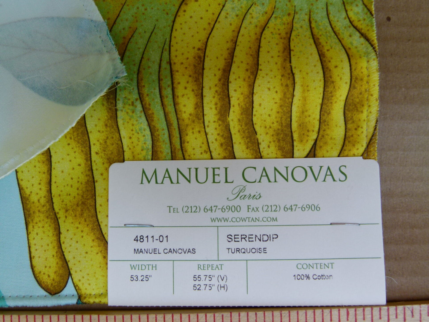 Manuel Canovas Serendip Turquoise Yellow Pink Green on White Bird Flower Tropical Cotton Print MSRP USD304/y