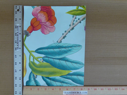 Manuel Canovas Serendip Turquoise Yellow Pink Green on White Bird Flower Tropical Cotton Print MSRP USD304/y