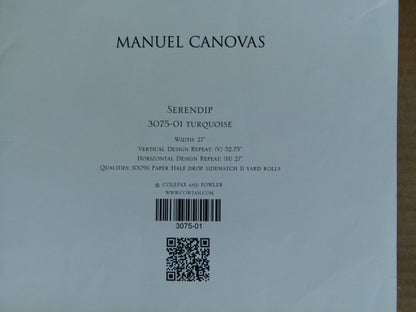 Manuel Canovas Serendip Turquoise Yellow Pink Green on White Bird Flower Tropical Cotton Print MSRP USD304/y