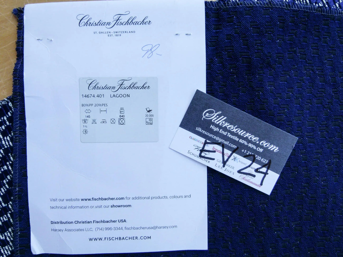 4 EV24 25"x26" Christian Fischbacher LAGOON Navy Blue Small Scale