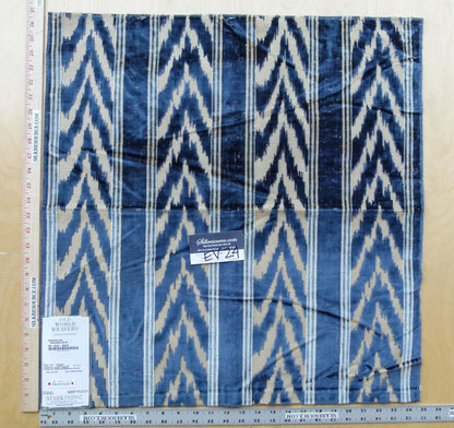 5 EV24 27"x25" Scalamandre MARGHILLAN PRUSSIAN BLUE Cut Velvet Blue