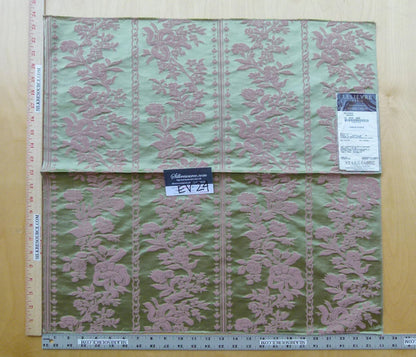 10 EV24 23"x25" Square Scalamandre Lelievre VALOGNES TAMARIS Green damask French Neoclassical Floral Stripe