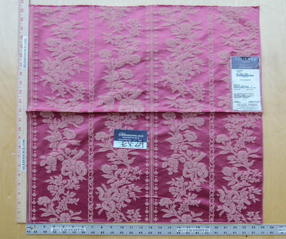11 EV24 23"x25" Square Scalamandre Lelievre VALOGNES ROSE Red damask French Neoclassical Floral Stripe