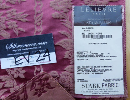 11 EV24 23"x25" Square Scalamandre Lelievre VALOGNES ROSE Red damask French Neoclassical Floral Stripe