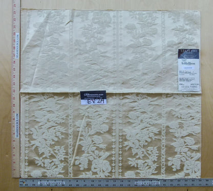 12 EV24 23"x25" Square Scalamandre Lelievre VALOGNES IVOIRE Beige damask French Neoclassical Floral Stripe
