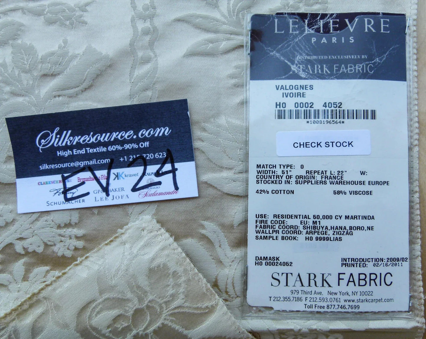 12 EV24 23"x25" Square Scalamandre Lelievre VALOGNES IVOIRE Beige damask French Neoclassical Floral Stripe