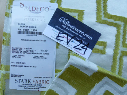 27 EV24 26"x25" Square Scalamandre ALOHA BANANA GREEN Contemporary  Geometric