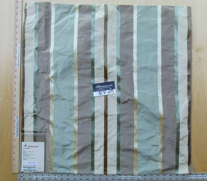 30 EV24 27"x27" Square Scalamandre BELLE Satin Stripe 100% Silk Blue, Soft brown and Creams