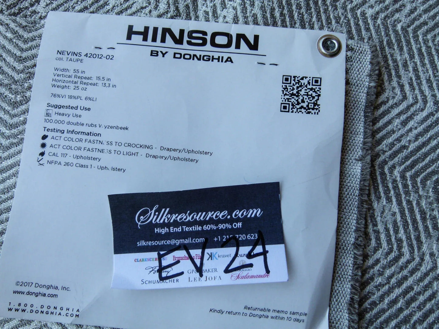 35 EV24 1 yard x1.6 yard Scalamandre NEVINS Taupe Gray Chevron Herringbone