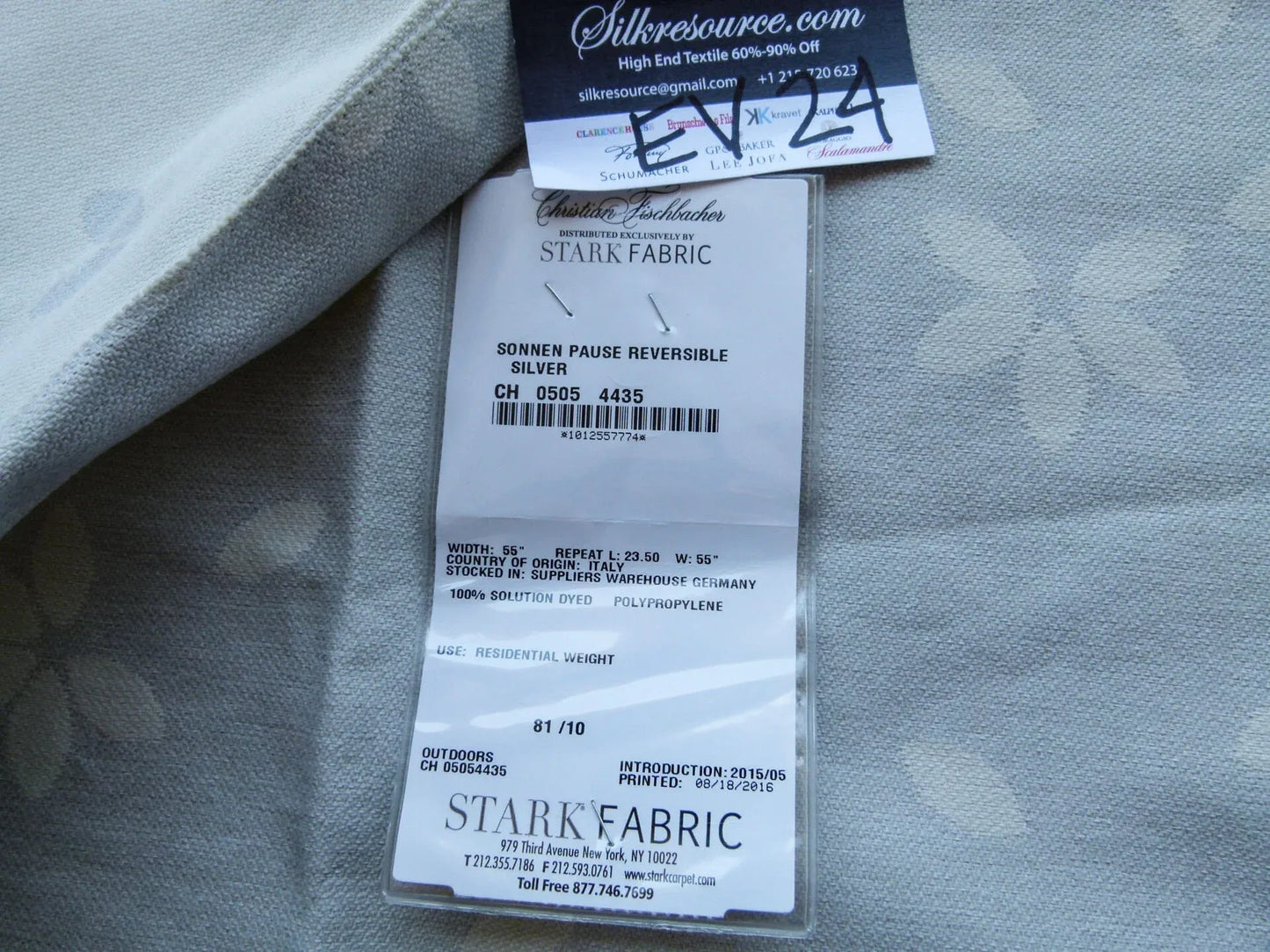 36 EV24 1.2 yard x54"wide Scalamandre Sonnen Pause Reversible Silver Gray Floral Geometric MSRP USD258