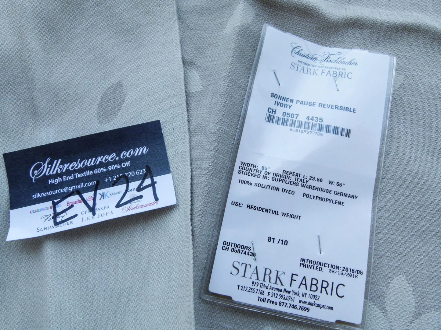 37 EV24 1.2 yard x55"Wide Scalamandre Sonnen Pause Reversible Ivory Floral Geometric MSRP USD258