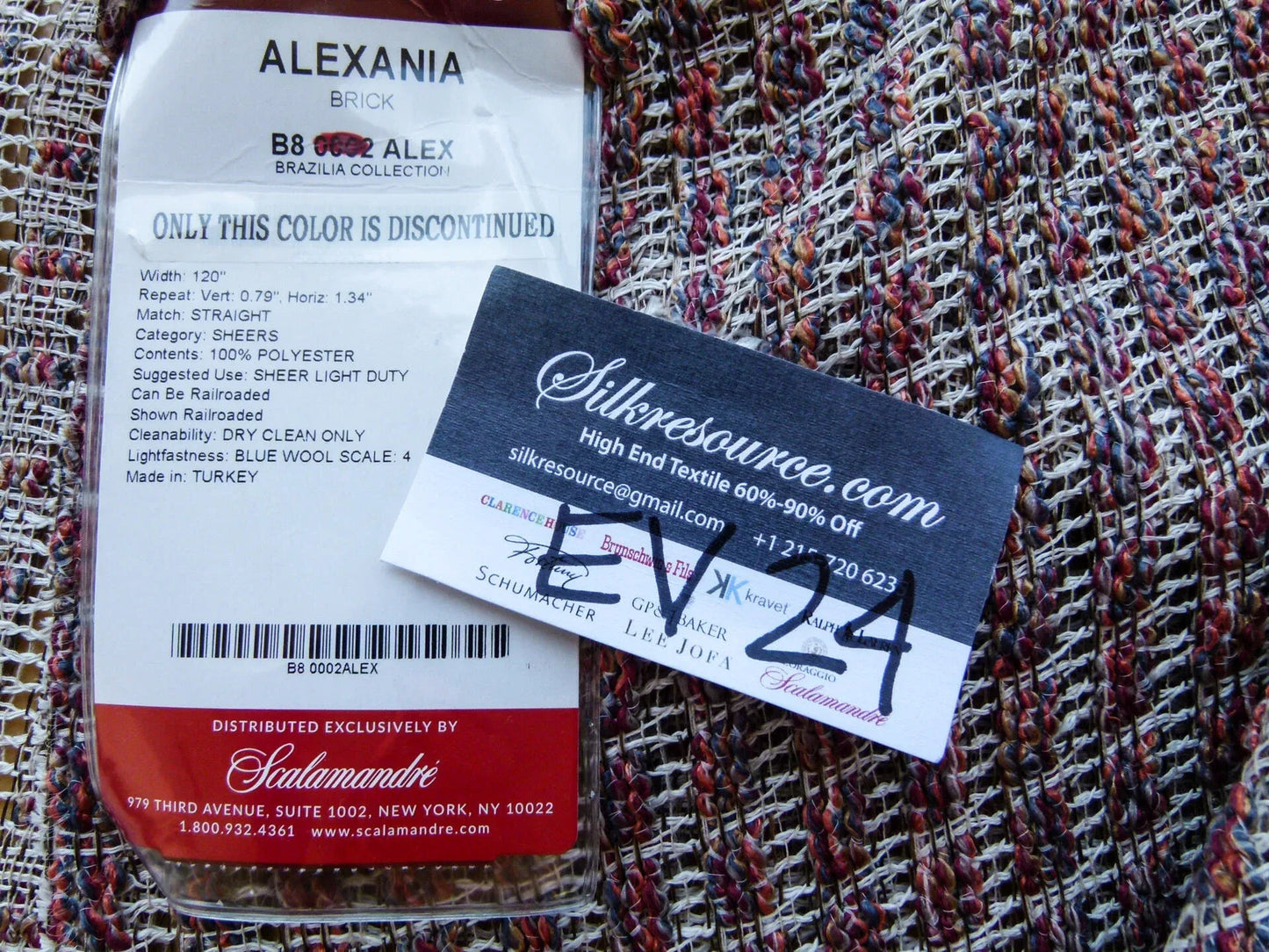 43 EV24 2.4 yard Scalamandre ALEXANIA BRICK Sheer 100% Polyester Red Texture