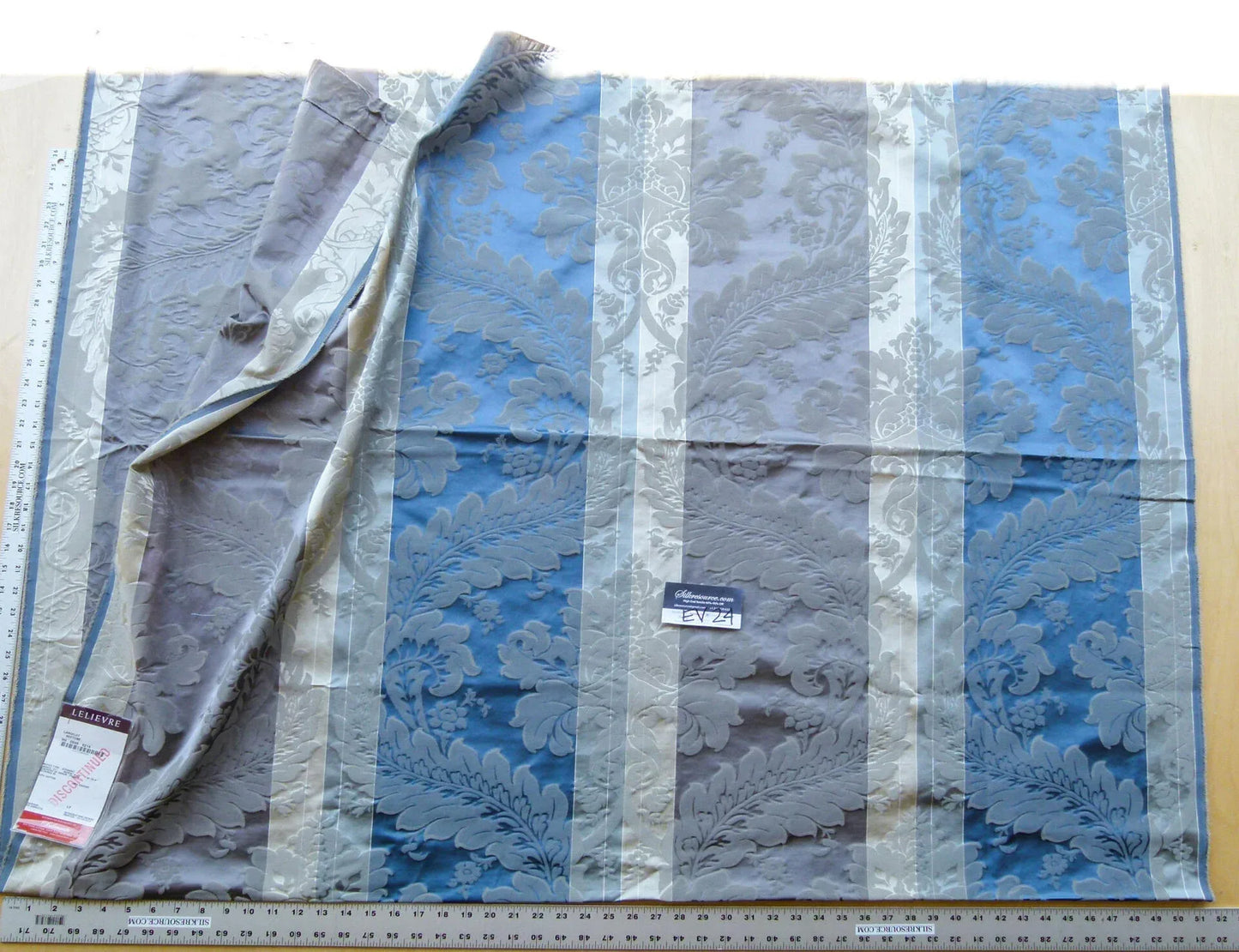 44 EV24 2.4 yard Scalamandre LANCELOT NEPTUNE Damask Stripe Blue