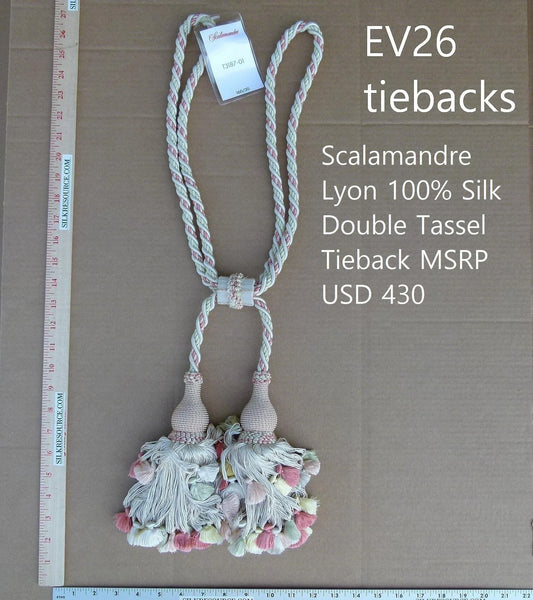 Scalamandre Silk Tiebacks Handmade Lyon Pastel Pink MSRP 440/y T3187-01