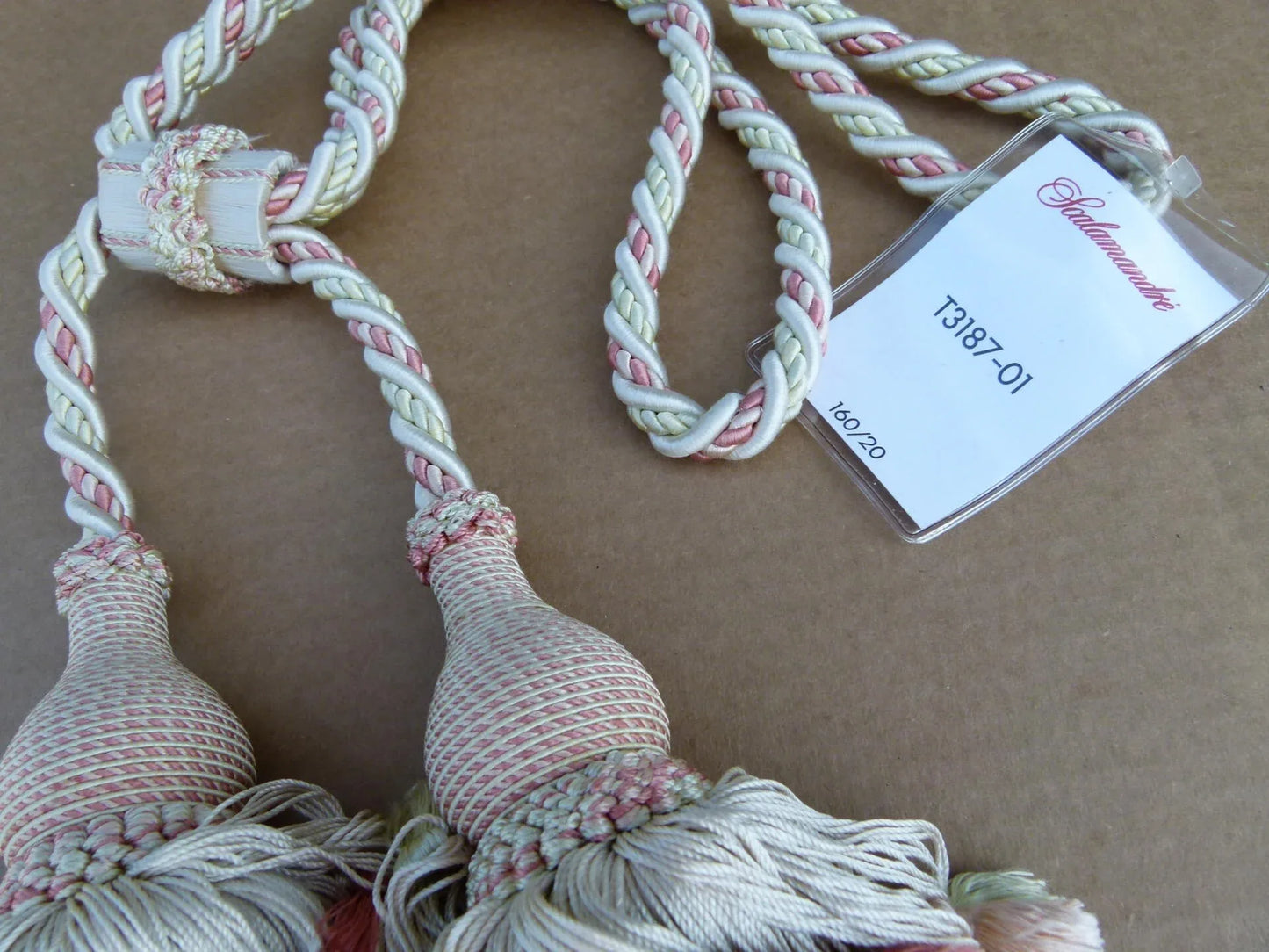 Scalamandre Silk Tiebacks Handmade Lyon Pastel Pink MSRP 440/y T3187-01