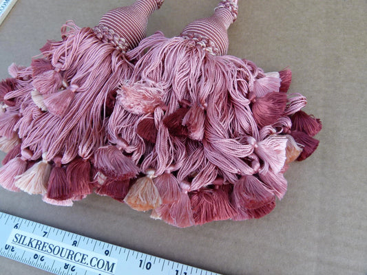 Scalamandre Silk Tiebacks Handmade Vichy 100% Silk Double Tieback Pink MSRP 440/y T3188-08