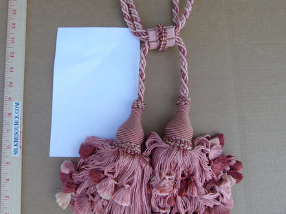 Scalamandre Silk Tiebacks Handmade Vichy 100% Silk Double Tieback Pink MSRP 440/y T3188-08