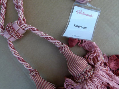 Scalamandre Silk Tiebacks Handmade Vichy 100% Silk Double Tieback Pink MSRP 440/y T3188-08