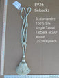 Scalamandre Silk Tiebacks Handmade Single Tassel Aqua MSRP USD300/each T2803-021