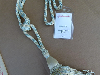 Scalamandre Silk Tiebacks Handmade Single Tassel Aqua MSRP USD300/each T2803-021