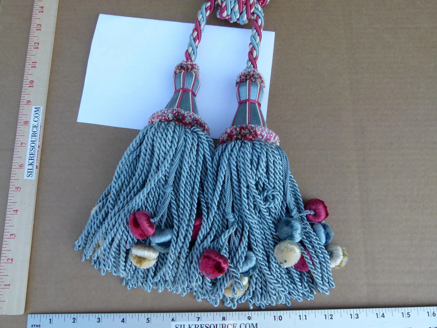 Scalamandre Silk Tiebacks Handmade Double Tassel Blue MSRP USD440/each T3214-13