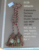 Scalamandre Silk Tiebacks Handmade Duchessa Silk/Jade Double Tieback Jade Deep Red MSRP USD480 each T3022-07