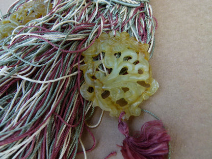 Scalamandre Silk Tiebacks Handmade Duchessa Silk/Jade Double Tassel Jade Red Green MSRP USD480 each T3022-10