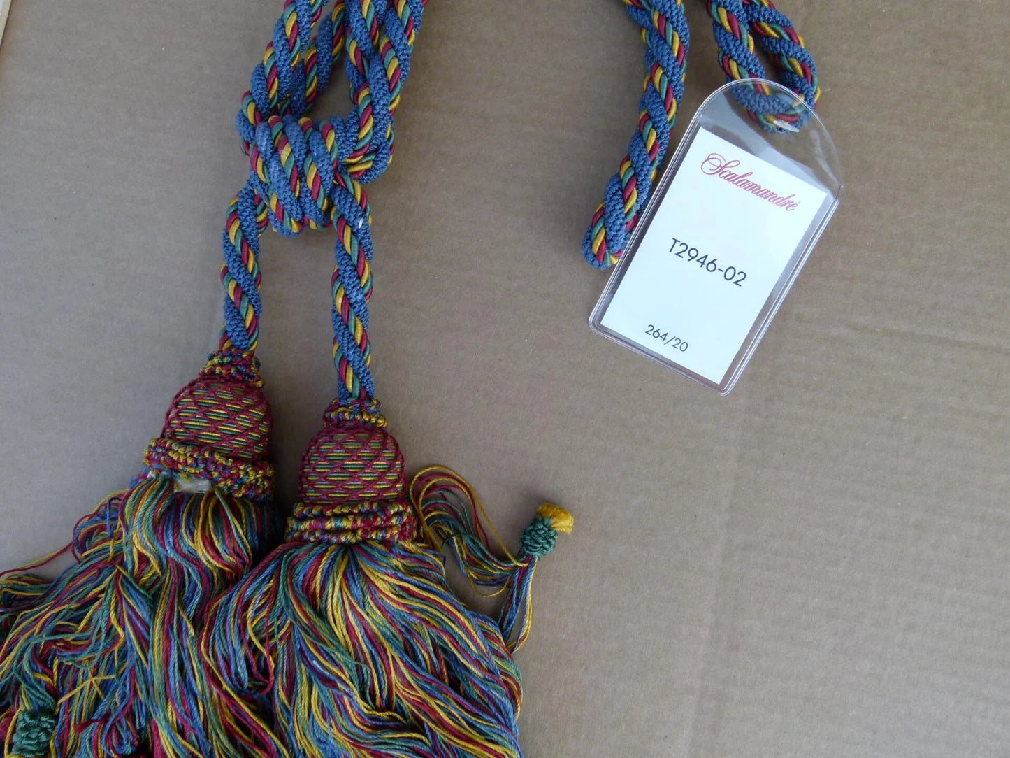 Scalamandre Silk Tiebacks Handmade Silk Double Tieback Blue MSRP USD400 each T2946-02