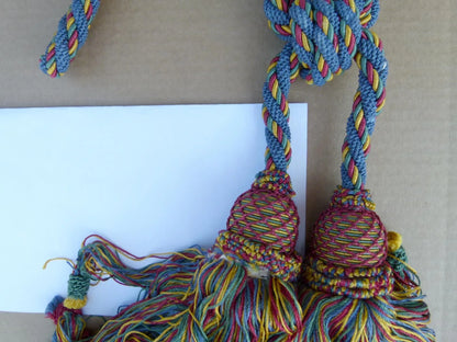 Scalamandre Silk Tiebacks Handmade Silk Double Tieback Blue MSRP USD400 each T2946-02