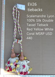 Scalamandre Silk Tiebacks Handmade Lyon Silk Double Tassel Red Yellow White MSRP USD440 each T3187-17