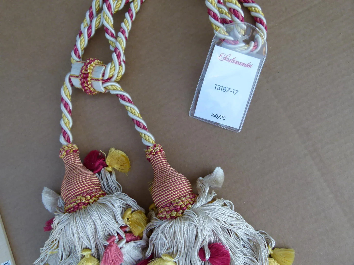 Scalamandre Silk Tiebacks Handmade Lyon Silk Double Tassel Red Yellow White MSRP USD440 each T3187-17