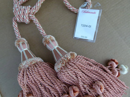 Scalamandre Silk Tiebacks Handmade Silk Double Tassel Pastel Pink MSRP USD400 T3214-01